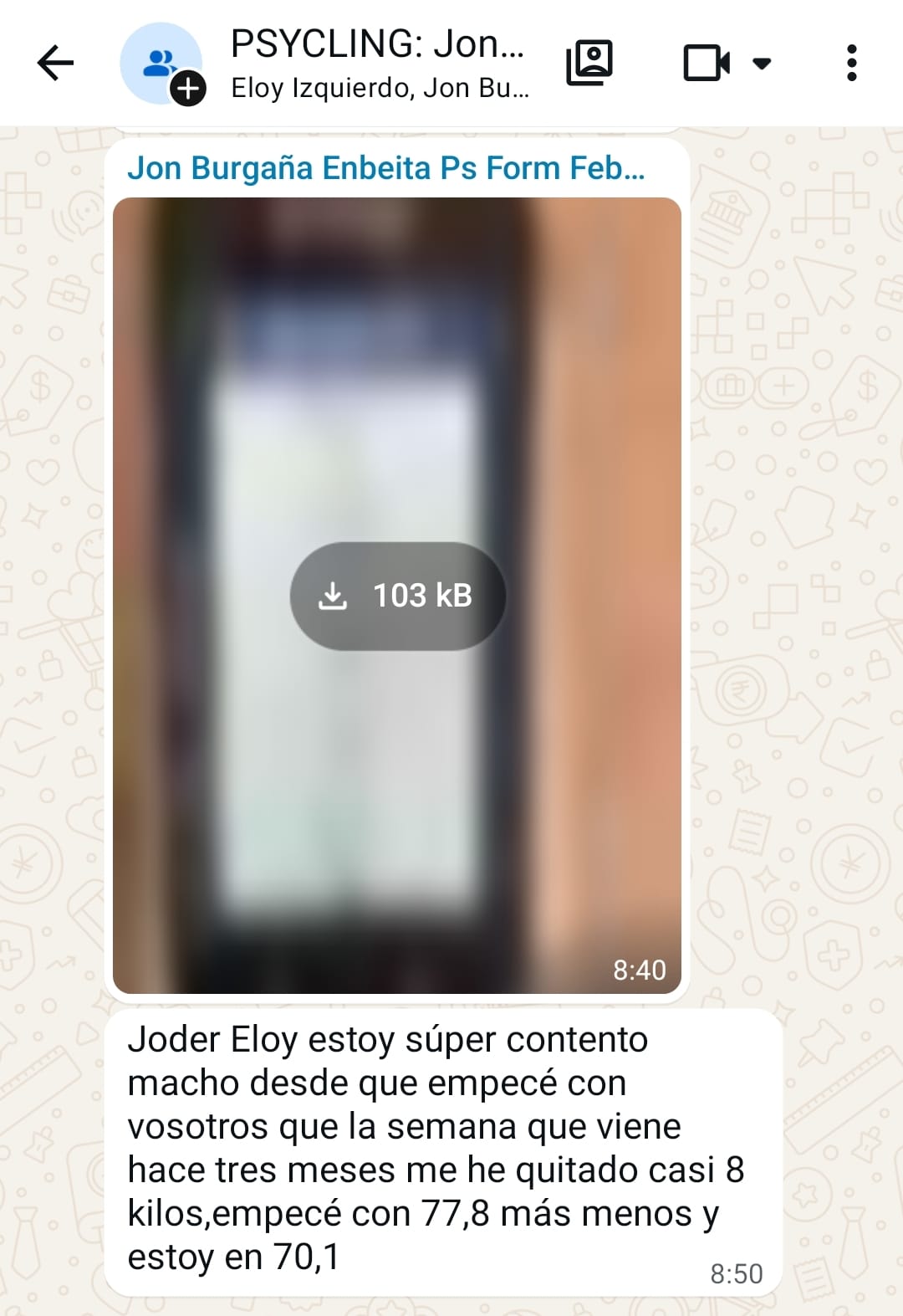 Captura del mensaje de Jon Burgaña 2