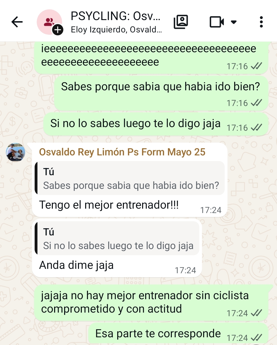 Captura del mensaje de Osvaldo Rey